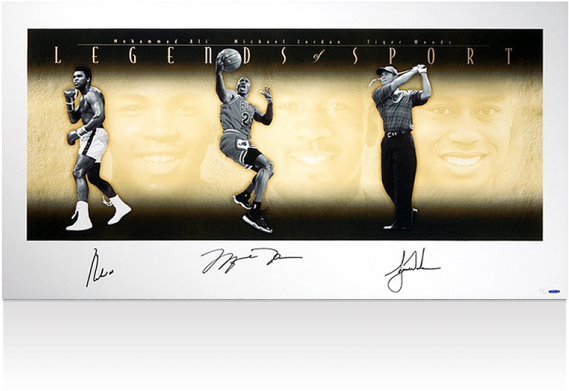 Muhammad Ali, Michael Jordan & Tiger Woods Signed Legends - Tiger Woods Autograph (650x665), Png Download