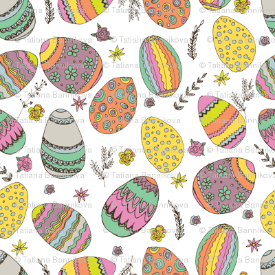 Easter Pattern With Easter Eggs And Doodles - Easter (400x400), Png Download