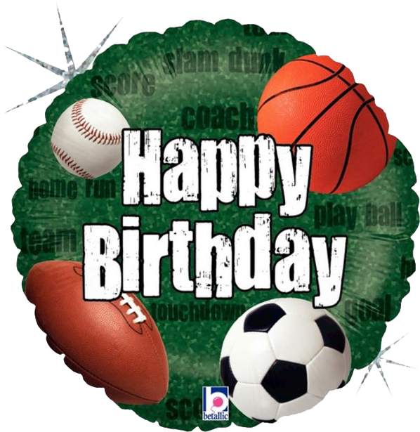 18" Sports Ball Birthday Balloons All American Balloons - Happy Birthday Sports Balls Themed 46cm Mylar Balloon (651x659), Png Download