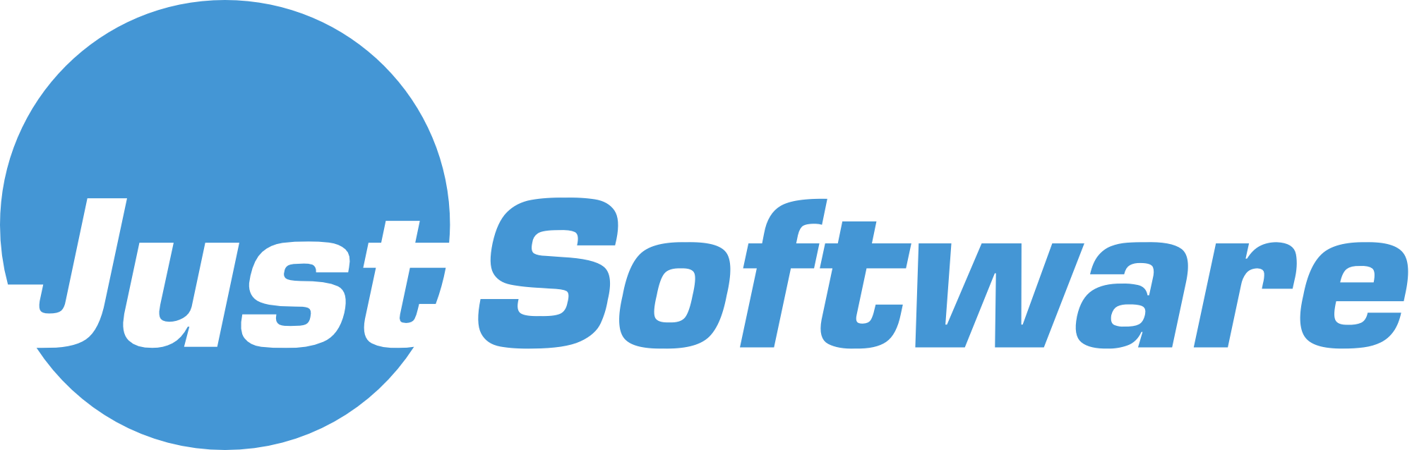 Just Software Logo Blauer Kreis Auf Transparentem Hintergrund - Software Ag Logo .png (2000x638), Png Download