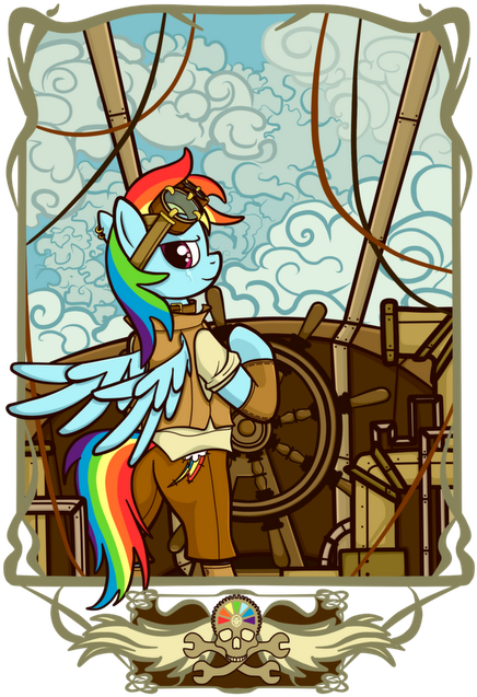 Steampunk Rainbow Dash - Airship Pony (452x640), Png Download