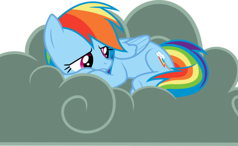 Sad Rainbow Dash On Cloud By Dasprid On Deviantart - My Little Pony Rainbow Dash Belajar Sejarah (800x491), Png Download