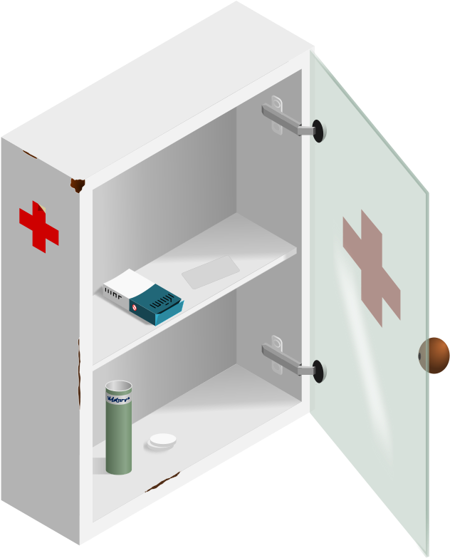 Bathroom Cabinet Clipart - First Aid Box Size (651x800), Png Download