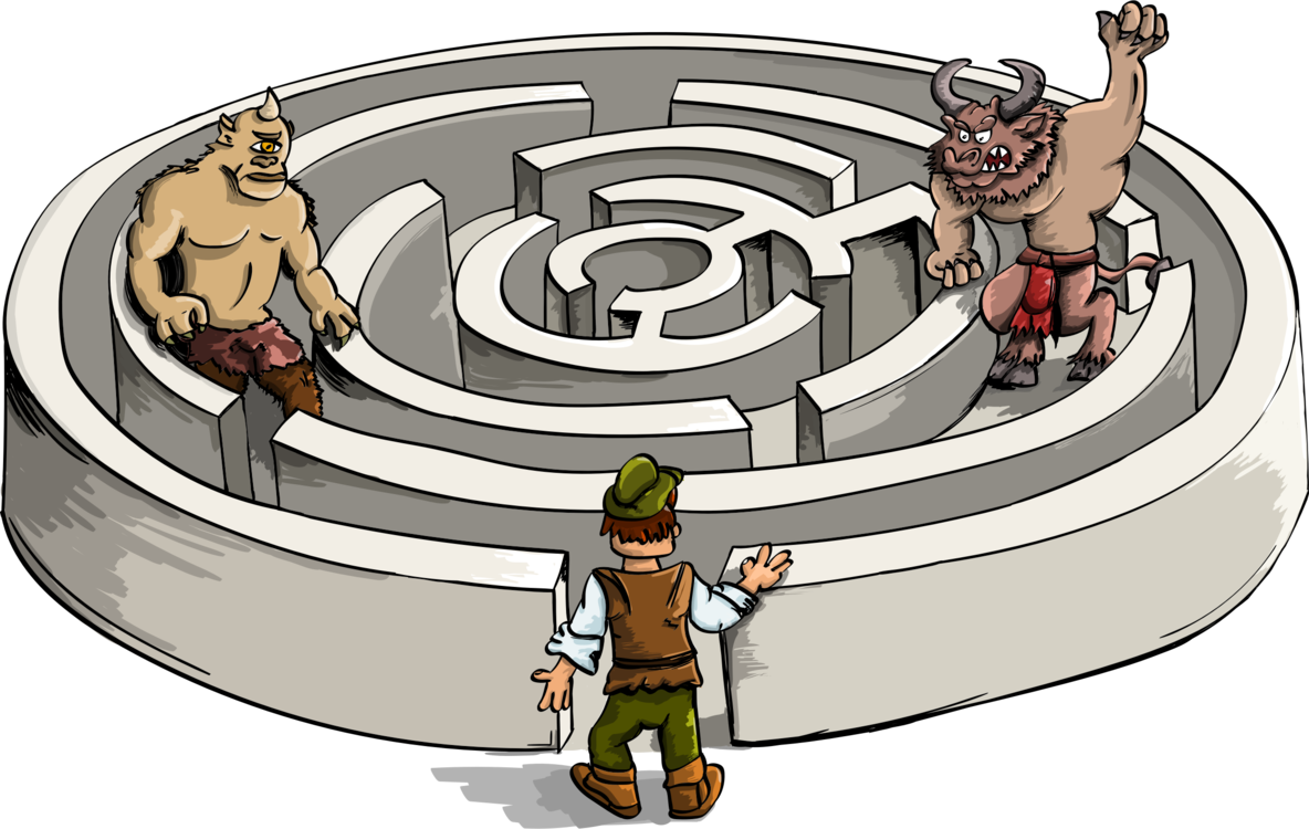 Minotaur Labyrinth Theseus Cyclops Maze (1184x750), Png Download