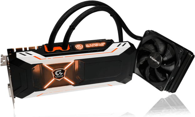 Gigabyte Geforce Gtx 1080 Xtreme Gaming Water Cooled - Gigabyte Gtx 1080 Xtreme Waterforce (635x388), Png Download