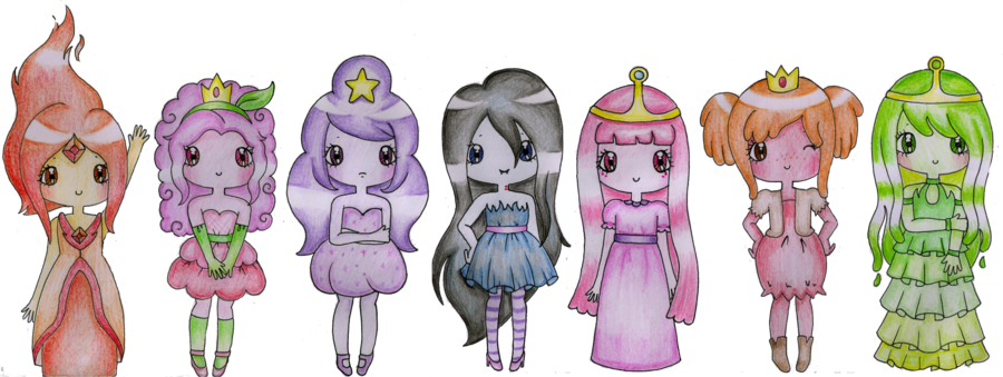 Adventure Time Princesses By Bee - Adventure Time Princesses Human (900x339), Png Download