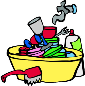 Plates Cliparts - Dirty Dishes Clipart Transparent (350x354), Png Download