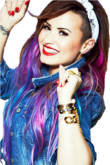 Demi Lovato Png Picture - Demi Lovato Rainbow Hair (400x568), Png Download