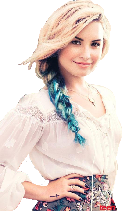 Demi Lovato Blonde And Blue Hair (522x900), Png Download