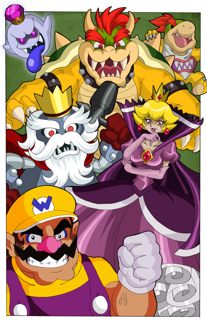 Shadow Peach And Other Mario Bros Villains - Video Game (710x1124), Png Download