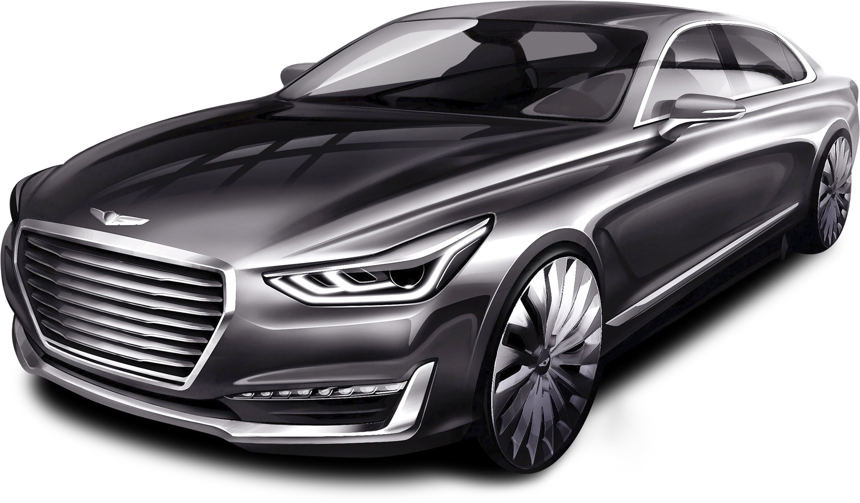 Hyundai Genesis G90 Gray Car Png Image - Hyundai Genesis G90 Png (1900x1135), Png Download