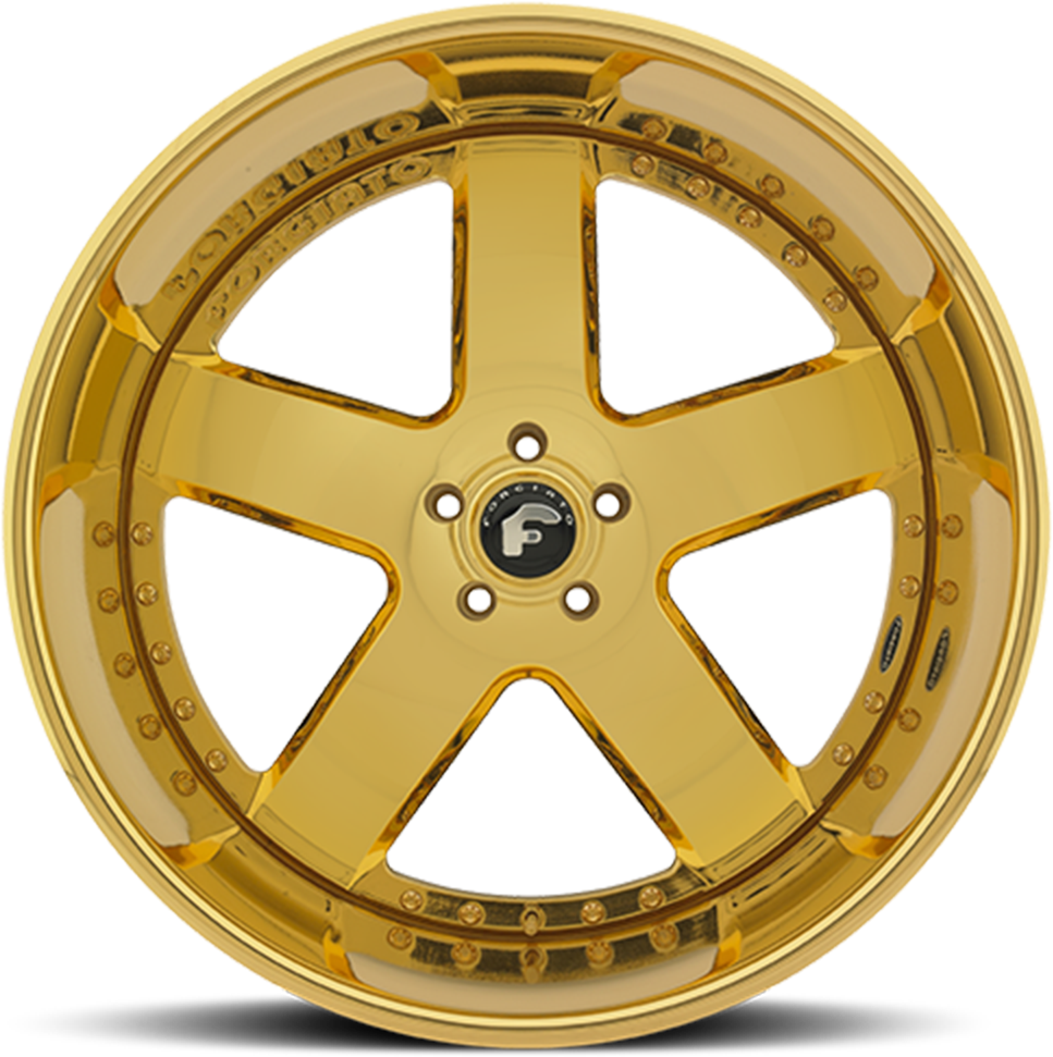 5 Lug Barra - Gold Forgiato Wheels (1000x1000), Png Download