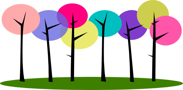 Trees Budding Tree Clipart Clipart Kid - Row Of Trees Clip Art (600x295), Png Download