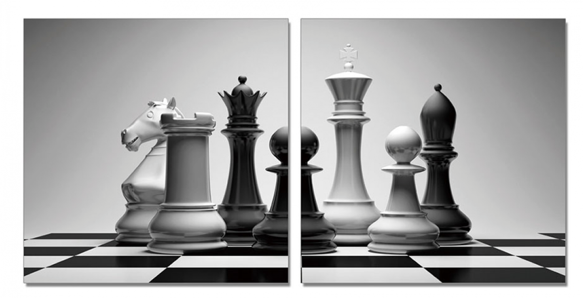 Whiteline Checkmate Black And White Painting Acrylic - Chess: The Right Way To Play Chess And Win - Chess (1200x1000), Png Download