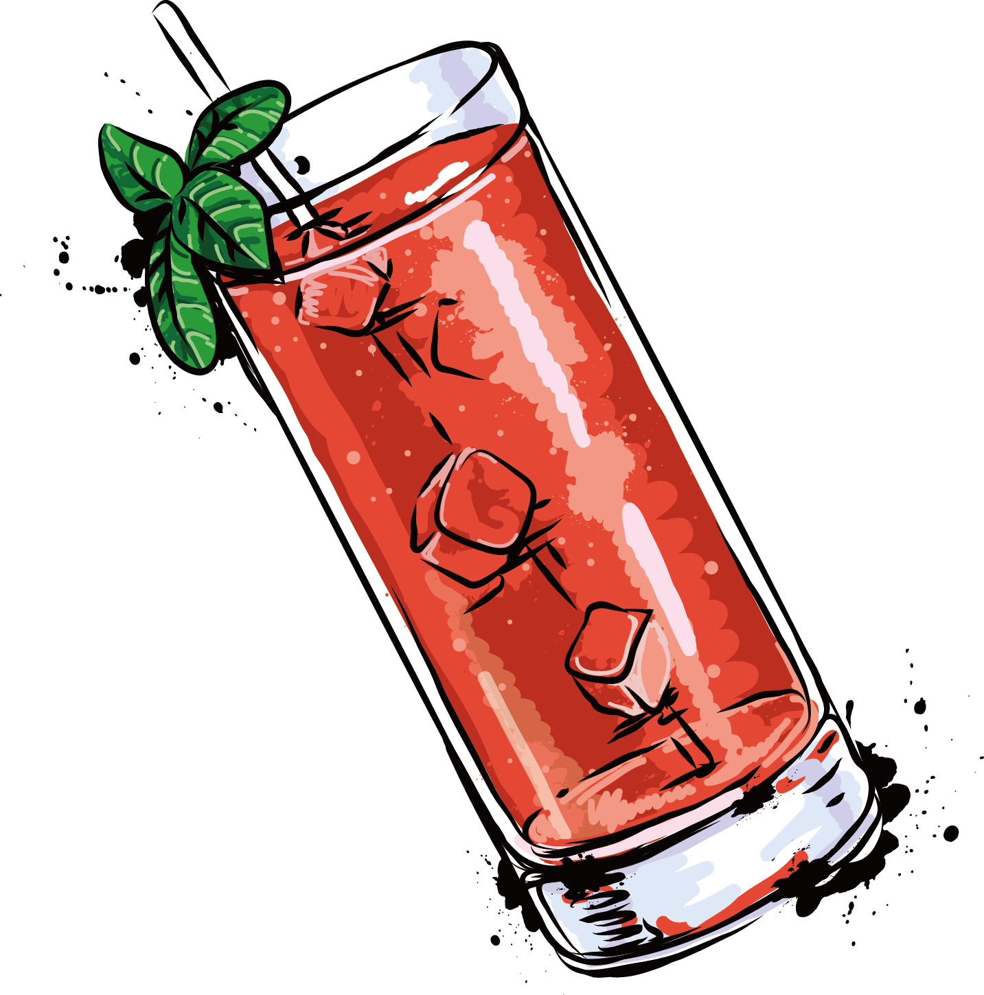 Clip Black And White Library Apple Drink Watermelon - Pink Gin (1433x1450), Png Download