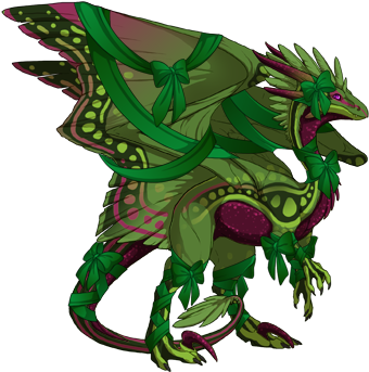 Pretty Green Bow Set Wildclaw F - Flight Rising Fire Accent (350x350), Png Download