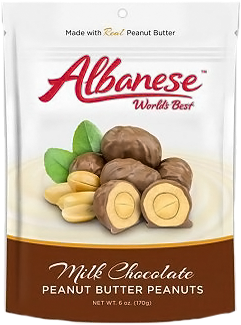Milk Chocolate Peanut Butter Peanuts - Albanese Gummi Peach Rings - 7 Oz Bag (no Fat) (500x500), Png Download