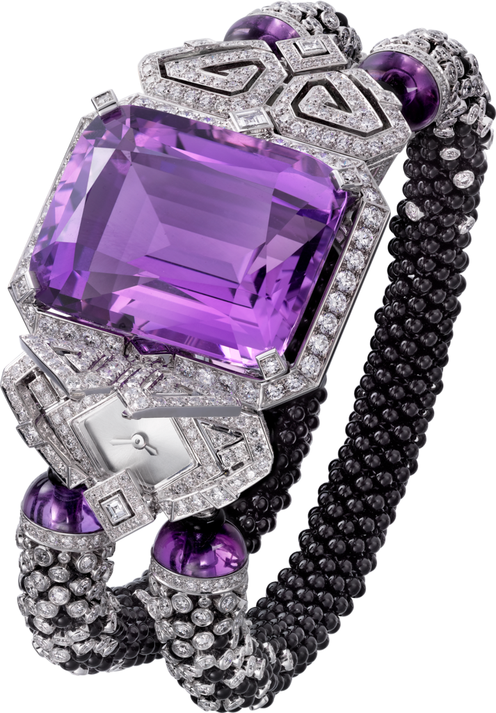Purple High Jewellery Secret Hour Watch18k White Gold, - Cartier Amethyst (713x1024), Png Download