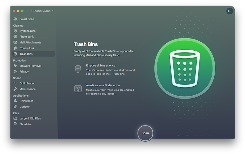 Find And Empty All Trash Folders - Clean My Mac X (800x503), Png Download