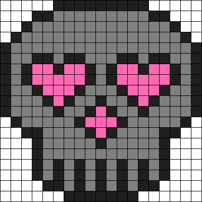 Heart Eyes Skull Perler Bead Pattern / Bead Sprite - Dibujos Pixelados De Hongos (400x400), Png Download