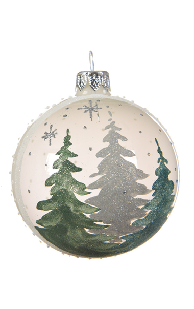 Festive Christmas Trees And Handpainted Green Bauble - Christmas Tree (630x630), Png Download