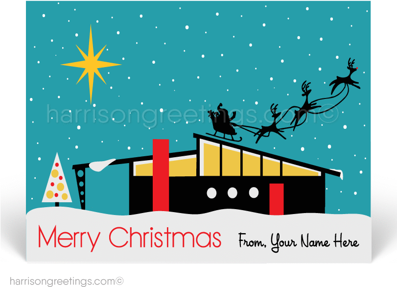 M#century Modern Christmas Holiday Postcards - Modern Christmas Cards 2017 (810x648), Png Download