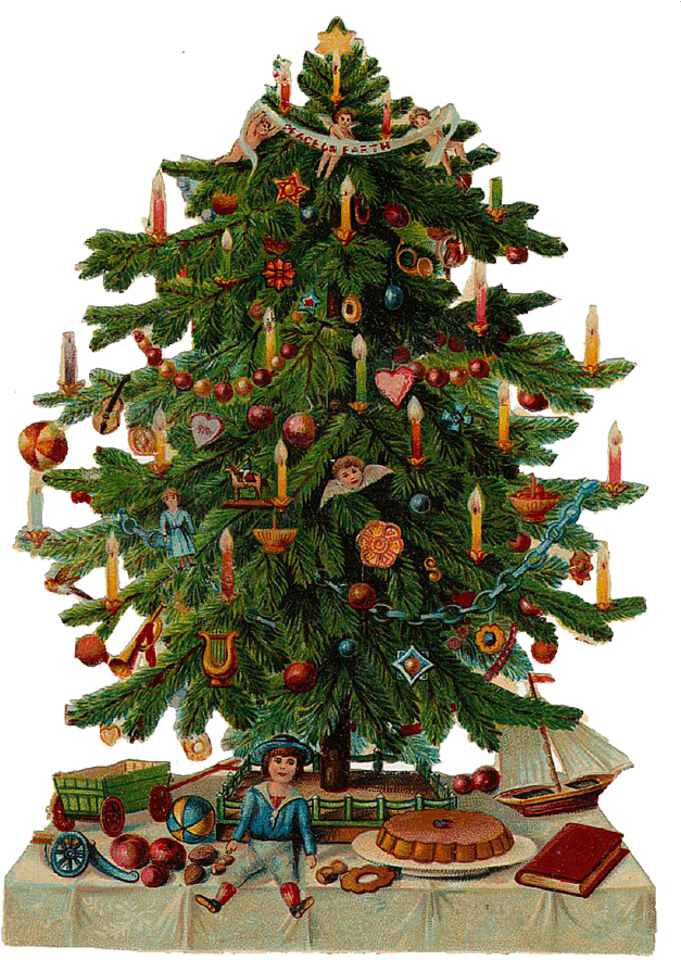 Vintage Christmas Tree Clip Art Fun For Christmas Picture - Vintage Christmas Tree Transparent Background (645x900), Png Download