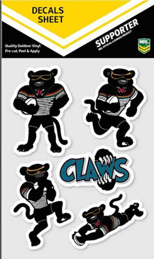 Penrith Panthers Nrl Uv Mascot Car Decals 5 Per Sheet - Penrith Panthers Nrl Uv Bumper Stickers (800x860), Png Download