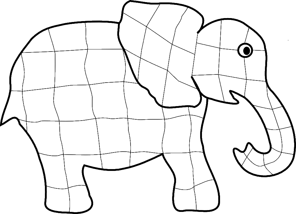 Elmer Elephant Coloring Page - Elmer The Elephant Paint (982x710), Png