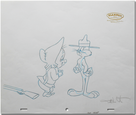 Bugs Bunny & Elmer Fudd - Sketch (473x473), Png Download