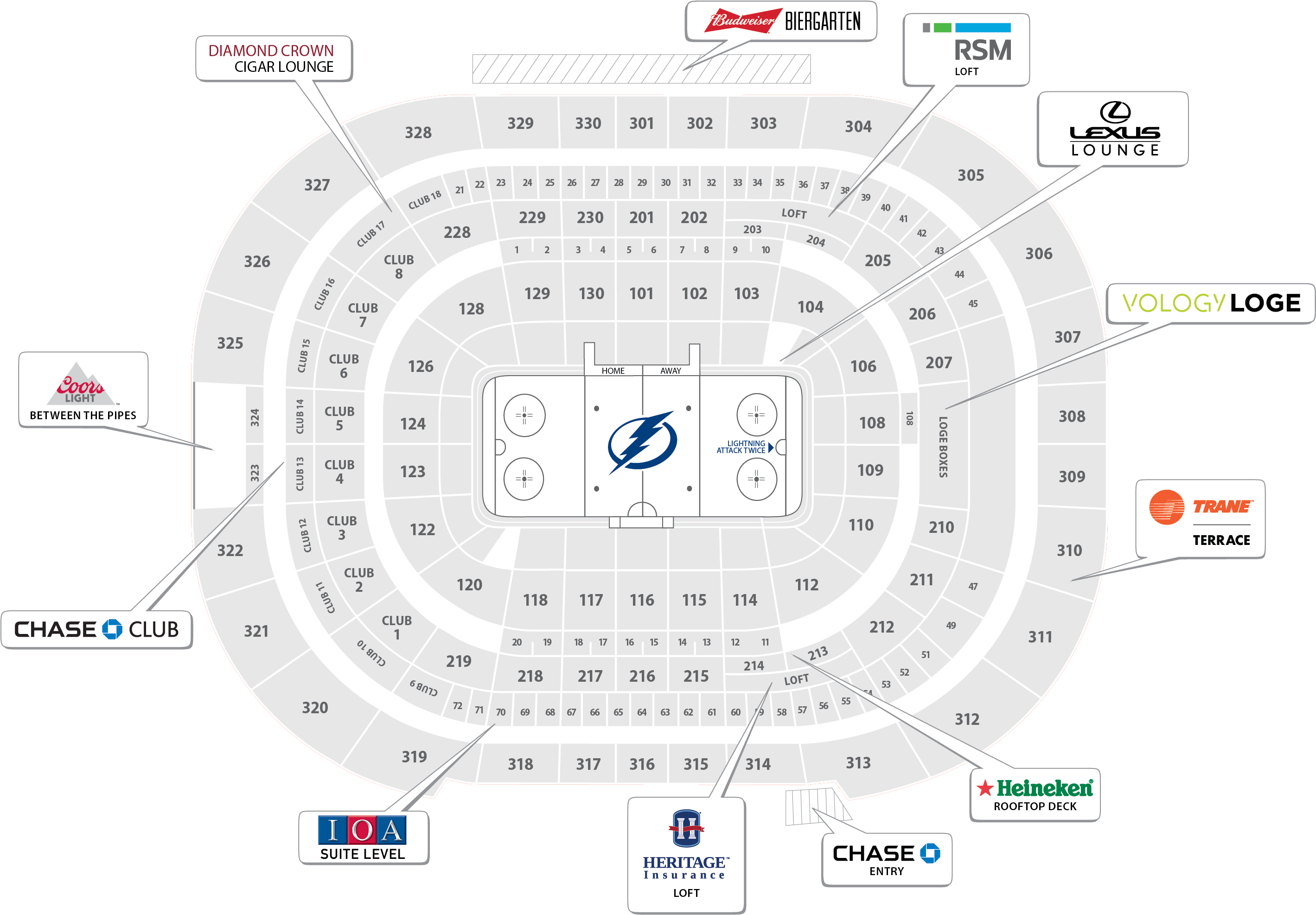 Seating Chart For Tampa Bay Lightning - Tampa (3055x2264), Png Download
