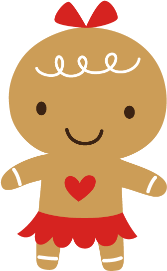 Cute Christmas Gingerbread Clipart,png - Clip Art Gingerbread Girl (372x592), Png Download