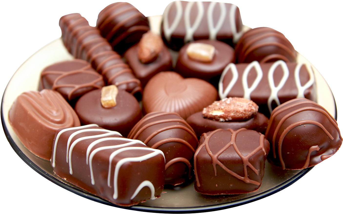 Chocolates In Plate Png Image - Chocolates On A Plate (1514x1004), Png Download