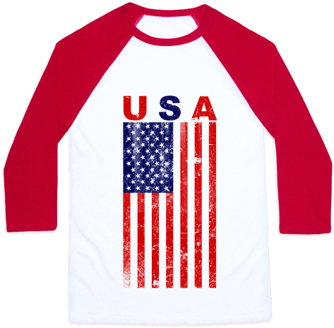 Usa Flag Baseball Tee - Girls Will Save The World (484x484), Png Download