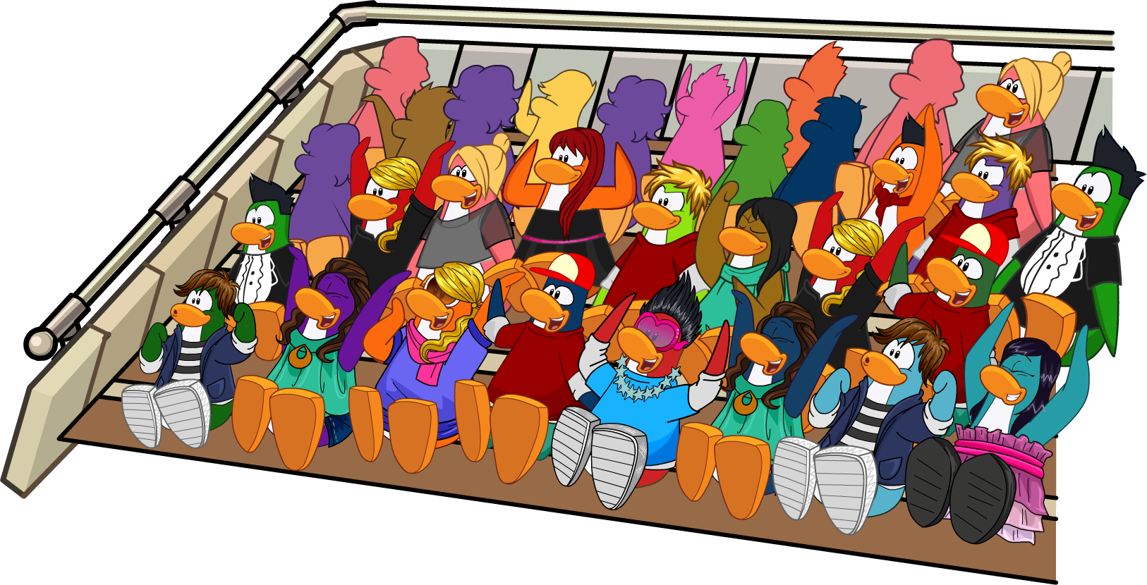 Cpt 450 Crowd - Side Swept Club Penguin (1626x830), Png Download