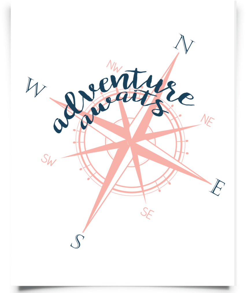 Love This One With A Compass And Adventure Awaits - Art (1024x1024), Png Download