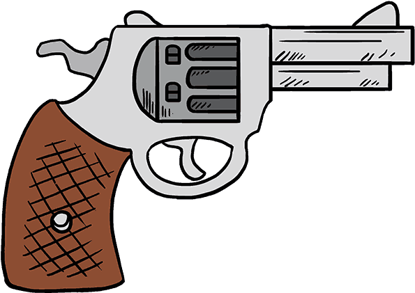 How To Draw A Gun Easy & Simple - Drawing Of Gun Easy (678x600), Png Download