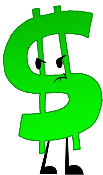 Dollar Sign Pose - Cartoon Dollar Sign Png (456x697), Png Download