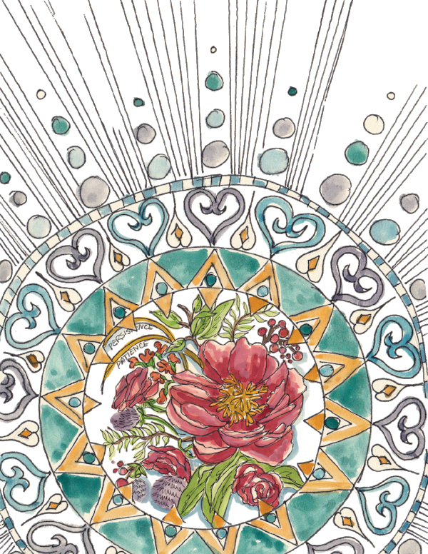 Detail Color Sunburst Circle Floral Combo - Color (600x776), Png Download