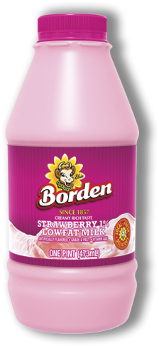 1 Percent Low Fat Strawberry Milk - Borden Milk White (380x500), Png Download