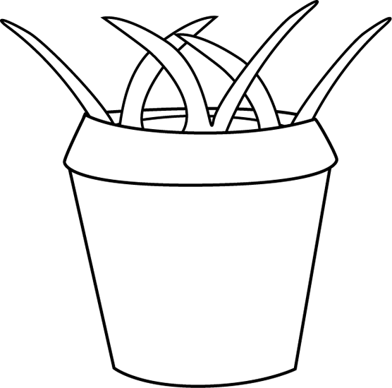Garden - Clipart Flower In Pot Png Black And White (556x550), Png Download