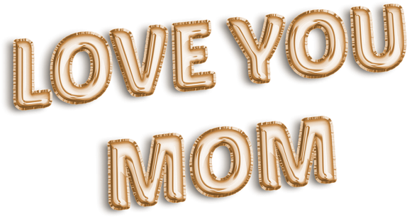 Love You Mom Design Element Golden Baloon Characters, - Tan (640x640), Png Download