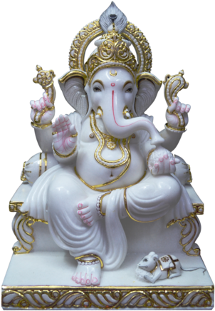 Handecor Golden Marble Ganpati Statue - Statue (500x500), Png Download