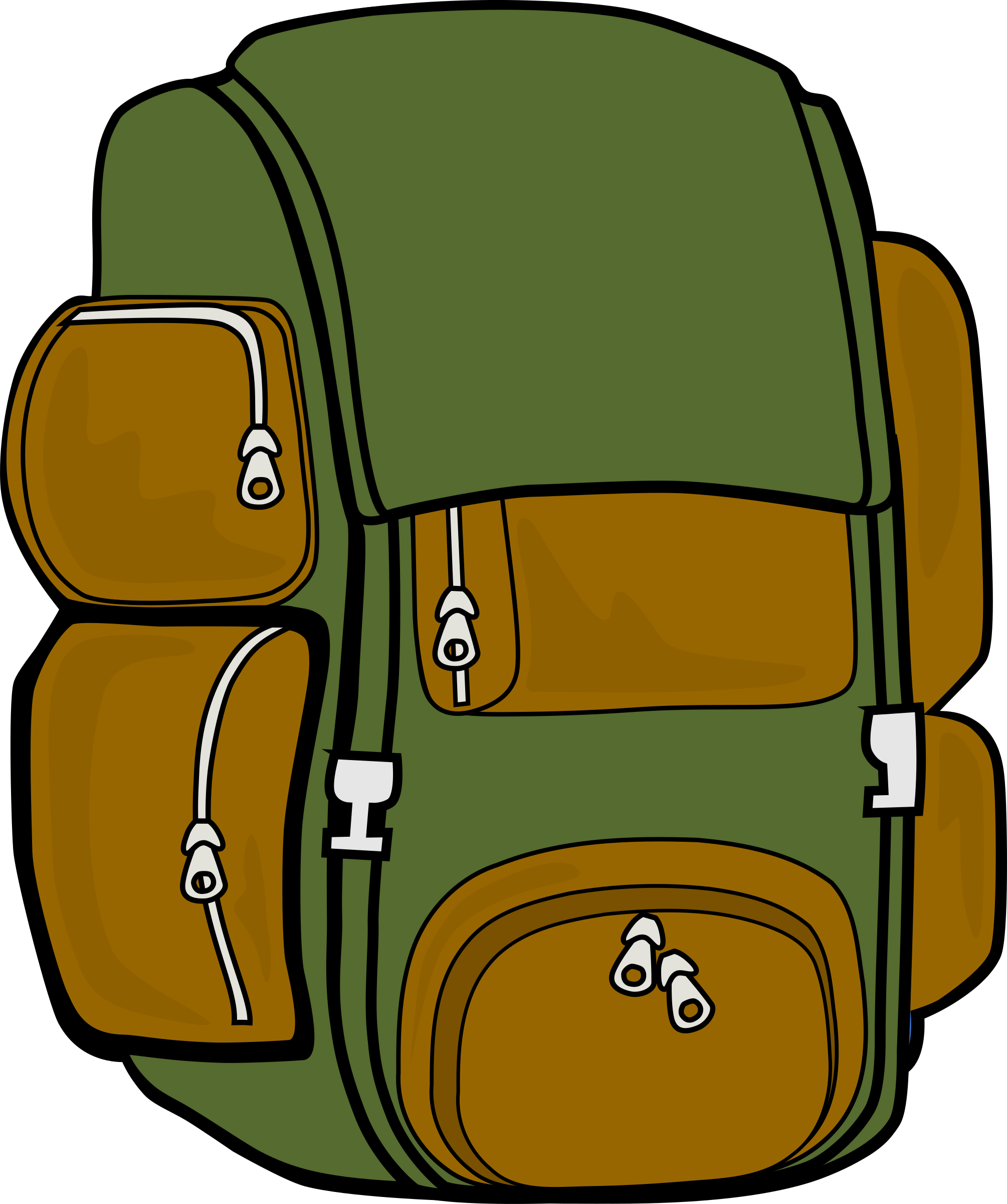 Backpack Green Brown Big Image Png - Backpack Clip Art Png (2009x2400), Png Download