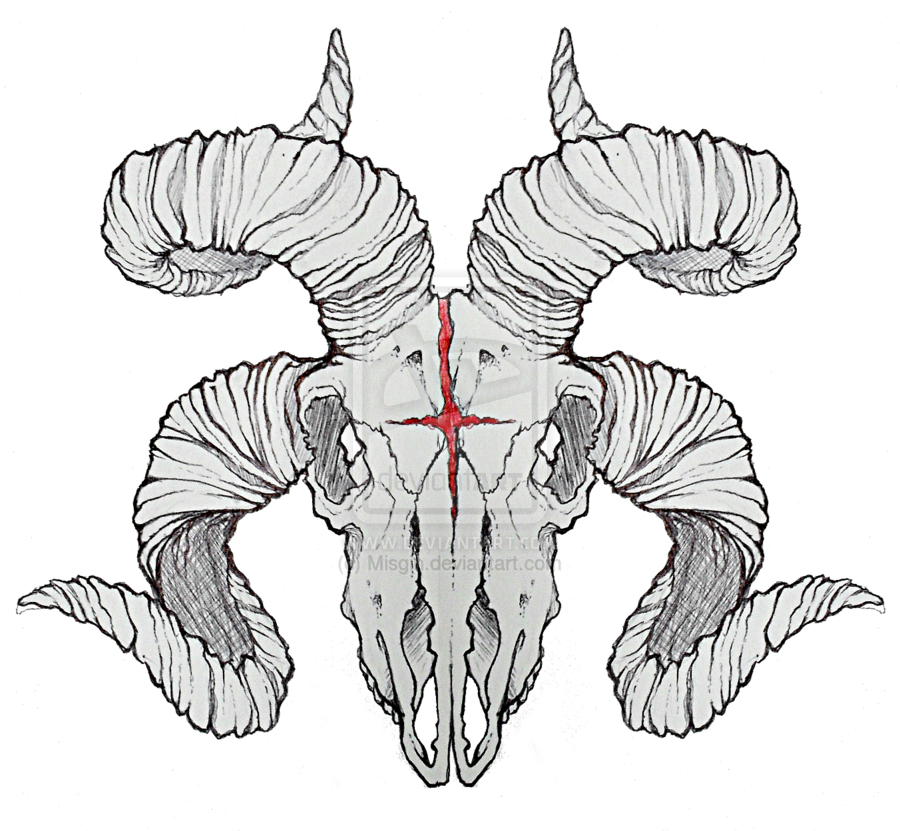 Demon Tattoo Png - Goat Skull Tattoo Design (900x831), Png Download