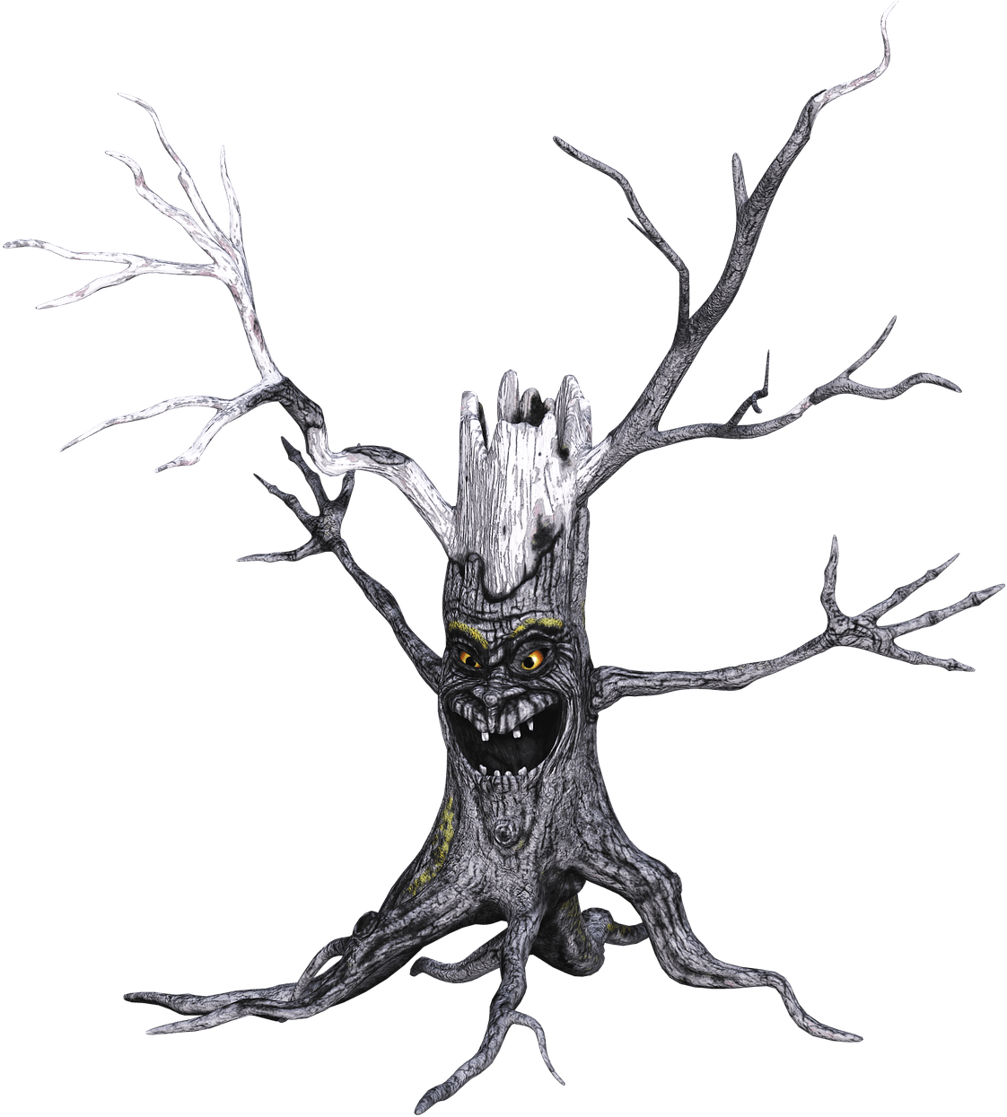 Tree With Scary Face - Portable Network Graphics (1262x1280), Png Download