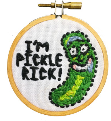 Pickle Rick Hand-embroidered Hoop - Pickle Rick (600x600), Png Download