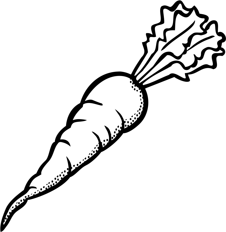 Clipart - Carrots Black And White (781x800), Png Download