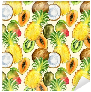 Seamless Pattern With Tropical Exotic Fruits - Fruit (400x400), Png Download