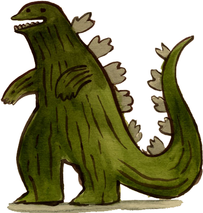 And Godzilla - - Cartoon (450x470), Png Download